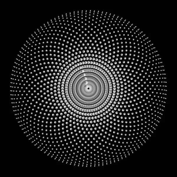 Точечный Полутоновый Векторный Спиральный Рисунок Текстура Штипл Дот Фон Шестиугольниками — стоковый вектор