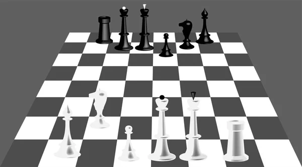 Набор Шахматных Фигур Доске Векторное Изображение — стоковый вектор