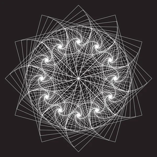 Мандала Линейный Векторный Спиральный Шаблон Текстура Линейный Фон Стиппла Прямоугольниками — стоковый вектор