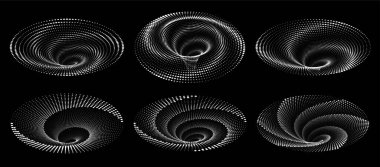 Noktalı Yarım Tonlu Spiral tasarım elementleri. Vektör resmi