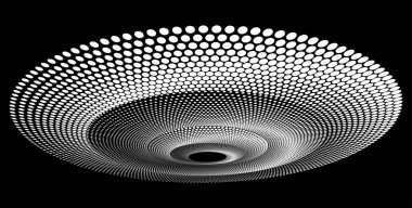 Noktalı Yarım Tonlu Vektör Döner Deseni ya da Doku. Elipsli Nokta Arkaplanı