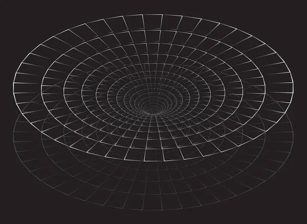 Tunnel Oder Wurmloch Digitaler Drahtgittertunnel Tunnelraster Hintergrund Abstraktes Vektorbild — Stockvektor