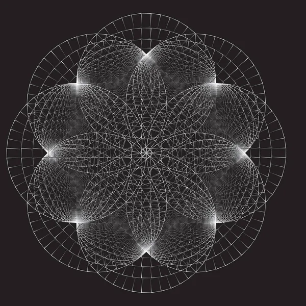 Ozdobná Východní Mandala Umělecká Kulatá Černobílá Ornament — Stockový vektor
