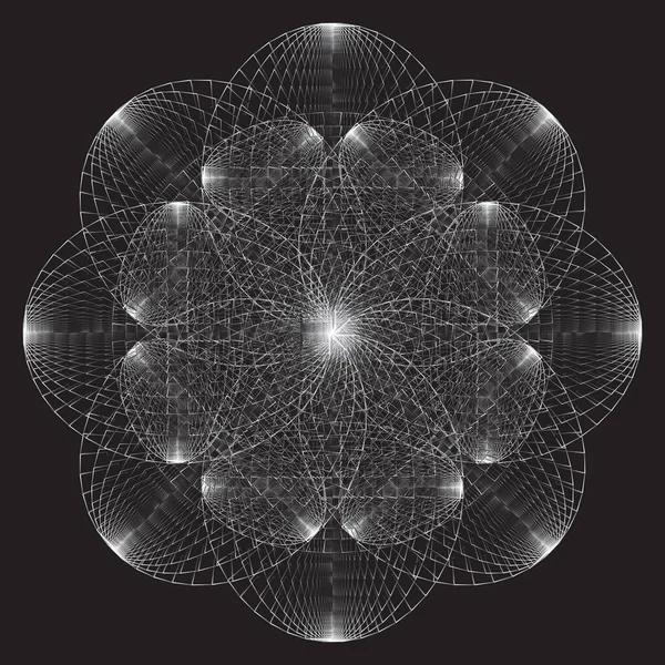 Orné Mandala Oriental Art Ronde Ornement Noir Blanc — Image vectorielle