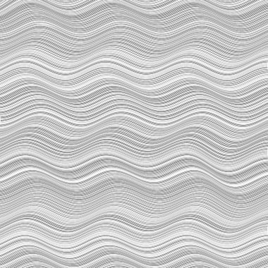 Dalgalar yüzeye çıkıyor. Soyut üç boyutlu illüzyonlar. Dalgalı çarpıtma etkisi olan bir model ya da arka plan. Vektör illüstrasyonu