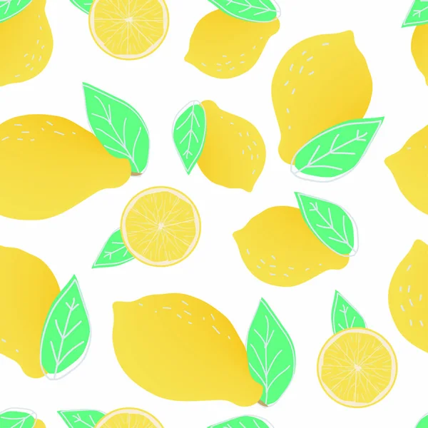 Beyaz zemin üzerine sarı limon ile Seamless Modeli 