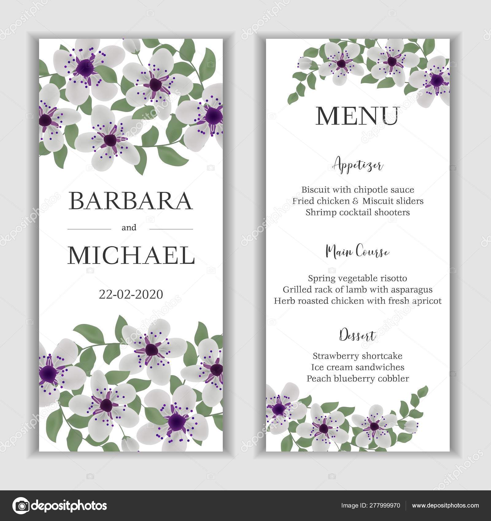 floral wedding menu card template stock vector elsabenaa wedding menu card templates