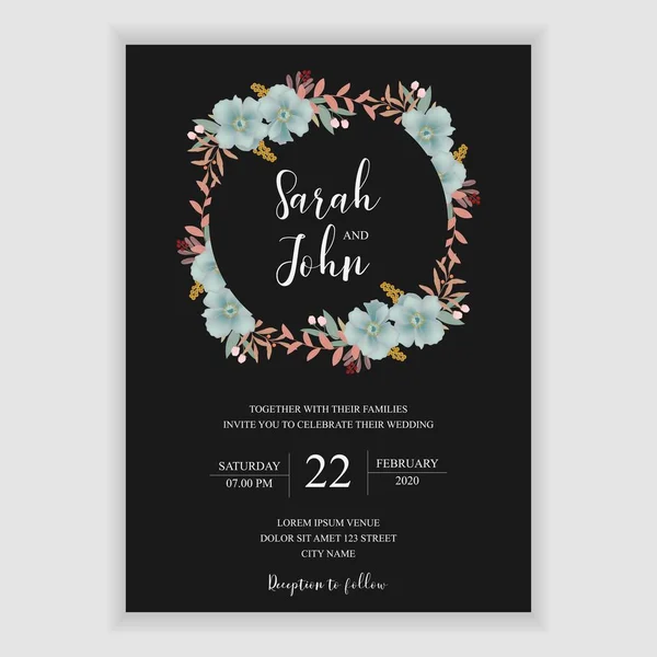 Modèle Carte Invitation Mariage Floral — Image vectorielle