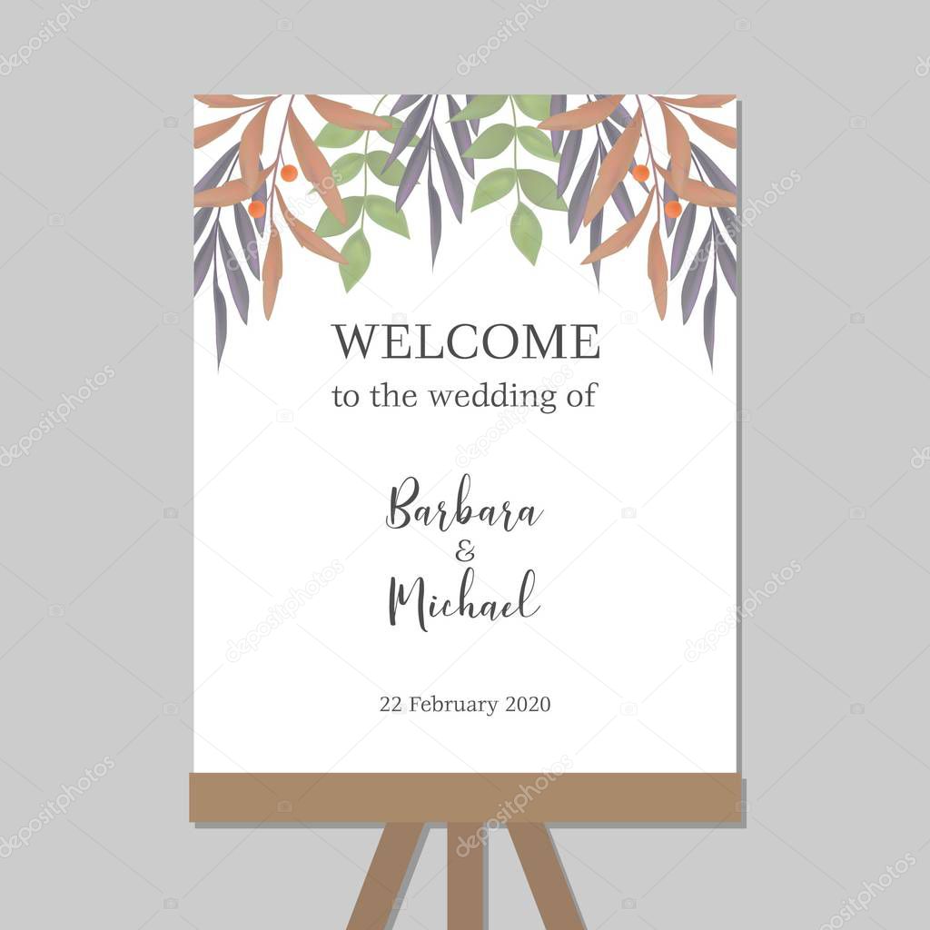 floral wedding welcome sign template