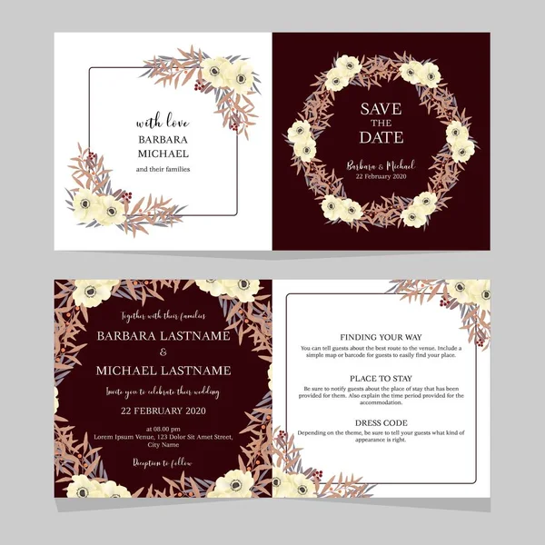 Modèle Carte Invitation Mariage Floral — Image vectorielle