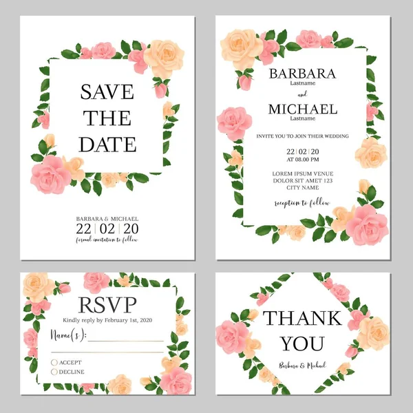 Floral Γάμος Πρόσκληση Κάρτα Πρότυπο — Διανυσματικό Αρχείο