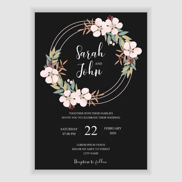 Modèle Carte Invitation Mariage Floral — Image vectorielle