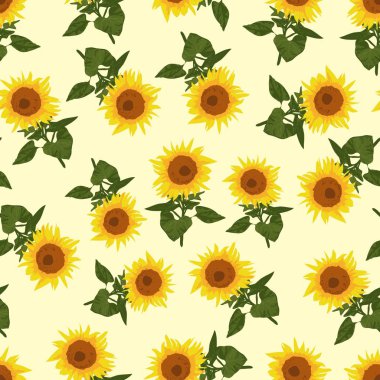 Ayçiçeği sarı çiçek arka plan ile Dikişsiz desen