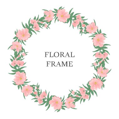 Pembe çiçek daire çerçeve