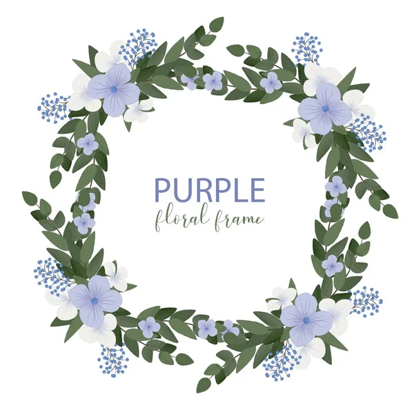 Marco Floral Púrpura Con Flor Hortensia Para Decoración — Vector de stock