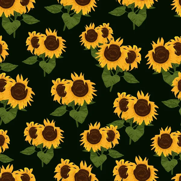 Seamless pattern with sunflower yellow flower background