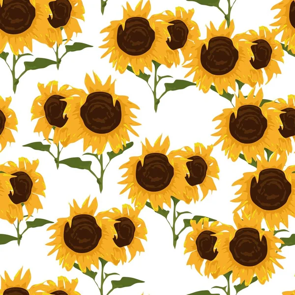 Seamless pattern with sunflower yellow flower background