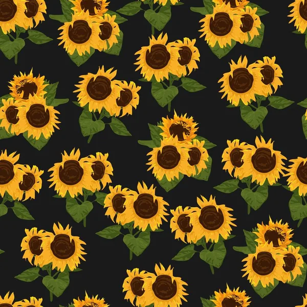 Seamless pattern with sunflower yellow flower background