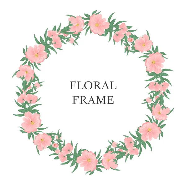 Rosa Floraler Kreisrahmen — Stockvektor