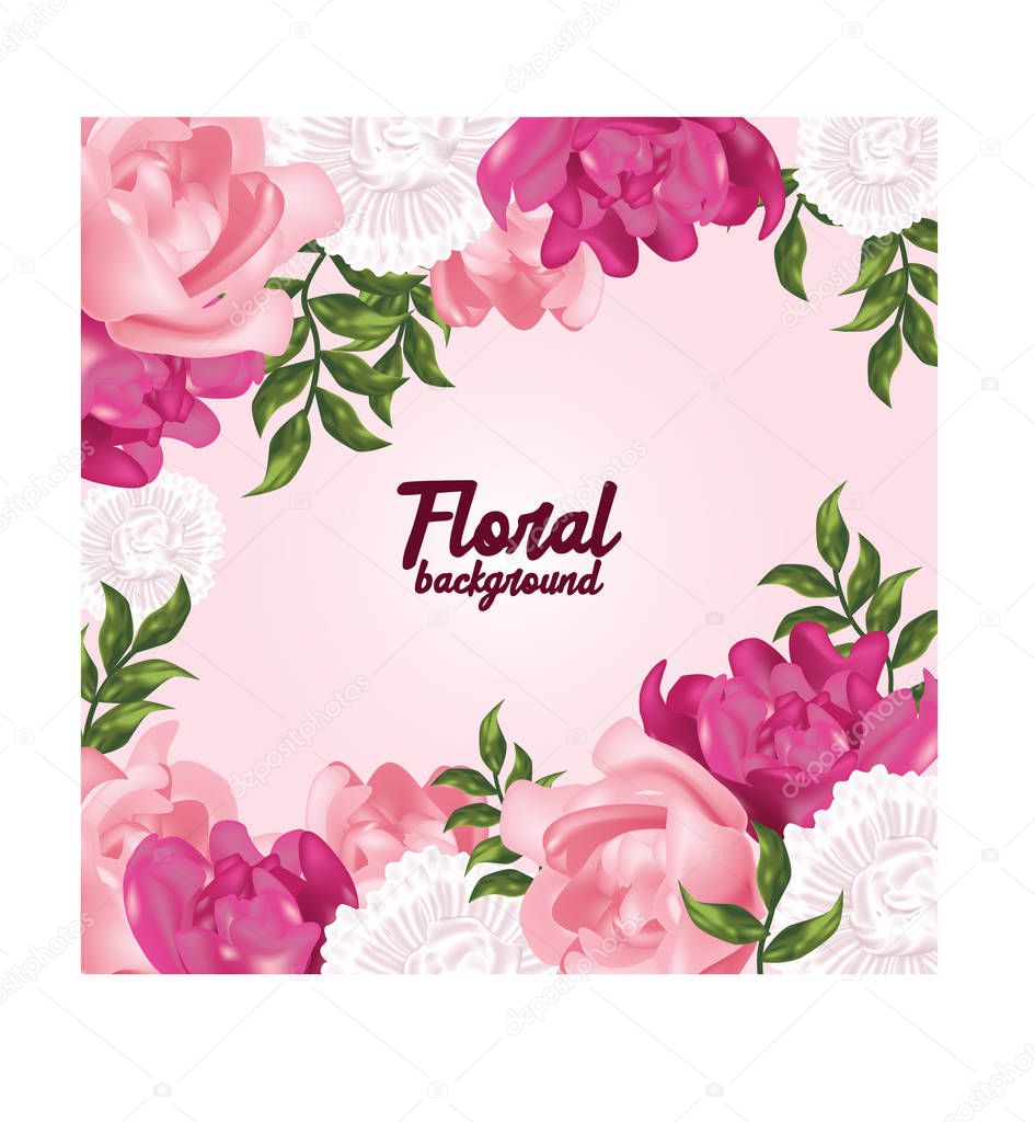 Pink blooming peony pattern on pastel background