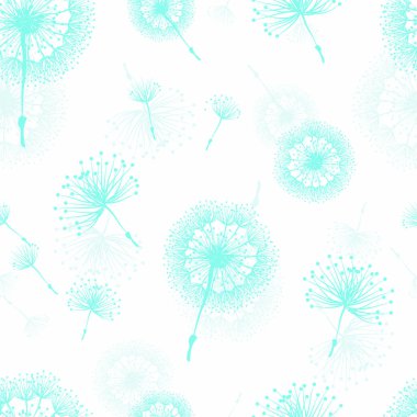 beyaz arka plan üzerinde mavi karahindiba ile dikişsiz vektör deseni