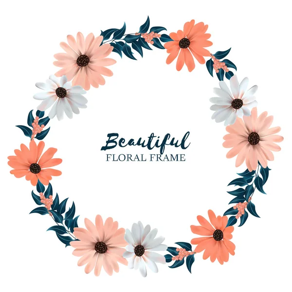 Blumenrahmen Mit Pastellfarbenen Blumen Auf Weißem Hintergrund — Stockvektor