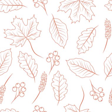 Sonbahar yaprakları illüstrasyon ile el çizilmiş sonbahar dikişsiz desen 
