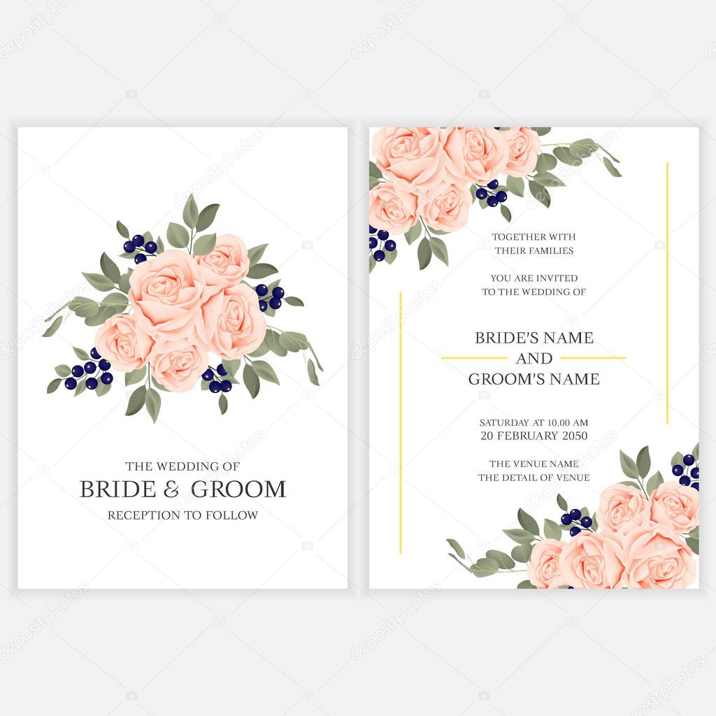 Floral menu card template  blossom flowers bouquet decoration