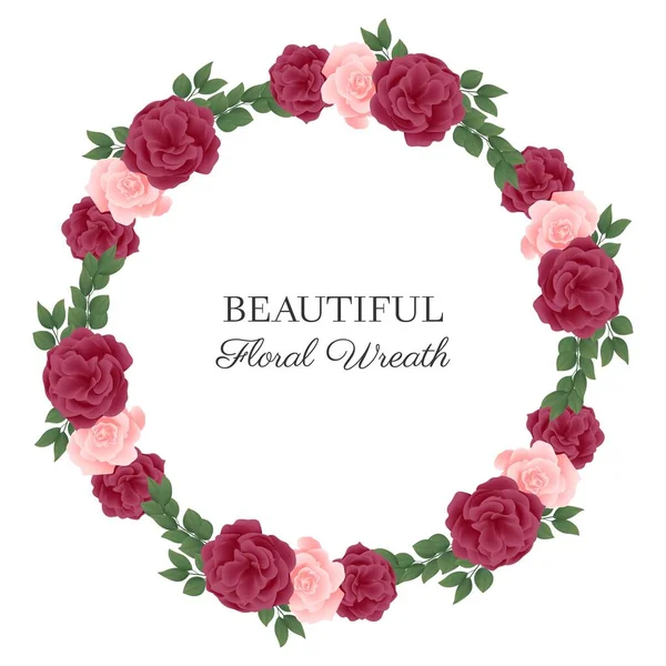 Marco Floral Con Rosas Rosadas Oscuras Con Hojas Verdes — Vector de stock