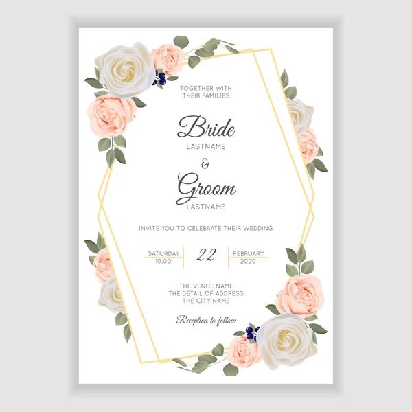 Convite Delicado Com Flores Para Casamento — Vetor de Stock