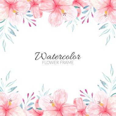 Suluboya amber buketli çiçek çerçevesi