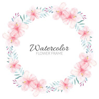 Suluboya elle boyanmış çiçek çemberi çerçevesi