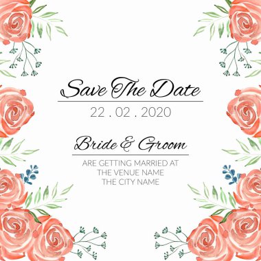 Tarih şablonunu eski suluboya çiçek buketiyle kaydet