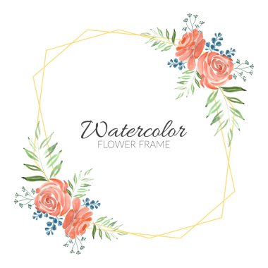 Kırsal suluboya gül buketi çiçek çerçevesi