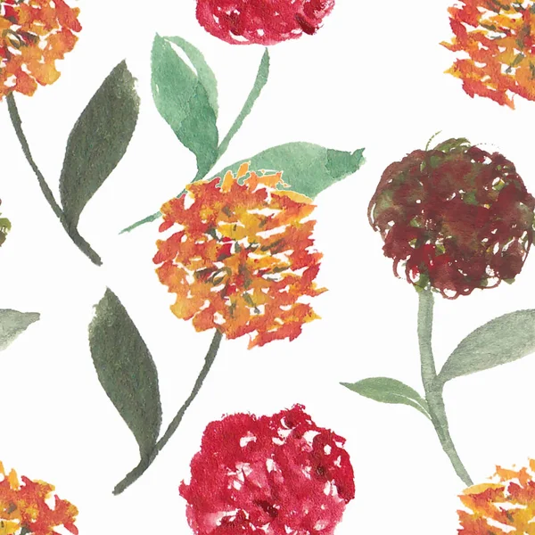 Watercolor colorful dandelion floral seamless pattern