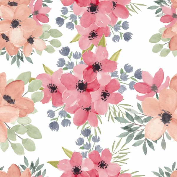 春の花と水彩シームレスパターン桜 — ストックベクタ