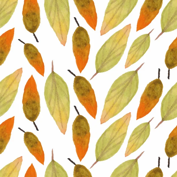Aquarell Wiederholt Muster Fallende Blatt Herbstsaison — Stockvektor