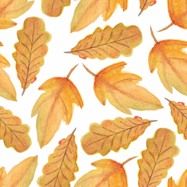 Aquarell Herbst Blatt Nahtlose Muster — Stockvektor