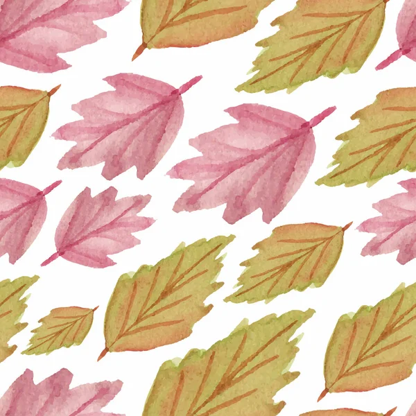 紅葉の季節と水彩シームレスパターン — ストックベクタ