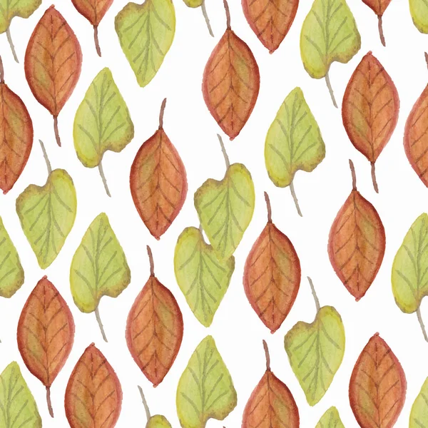 Muster Mit Aquarell Herbstblatt Wiederholen — Stockvektor
