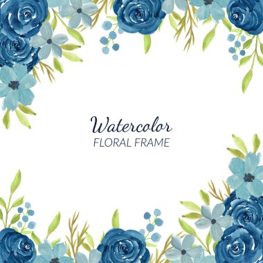 Gül çiçekli çerçeve suluboya çizimi