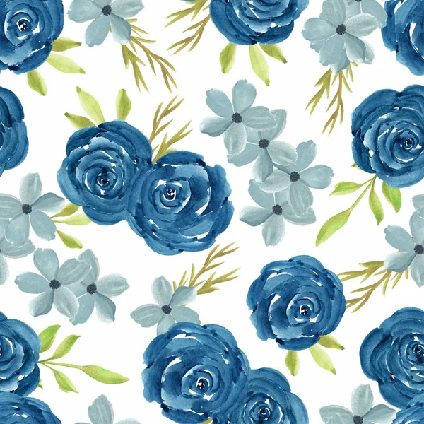 Patrón Sin Costura Floral Acuarela Con Ilustración Rosa Marino — Vector de stock