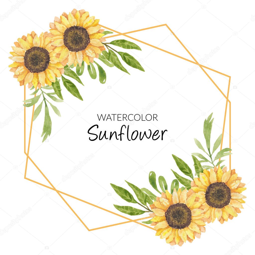 Sunflower watercolor illustration frame decoration