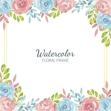 El boyası suluboya gül rengi çerçeve kare