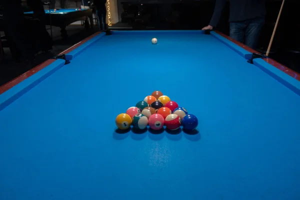 Billard ballen vóór de aftrap — Stockfoto