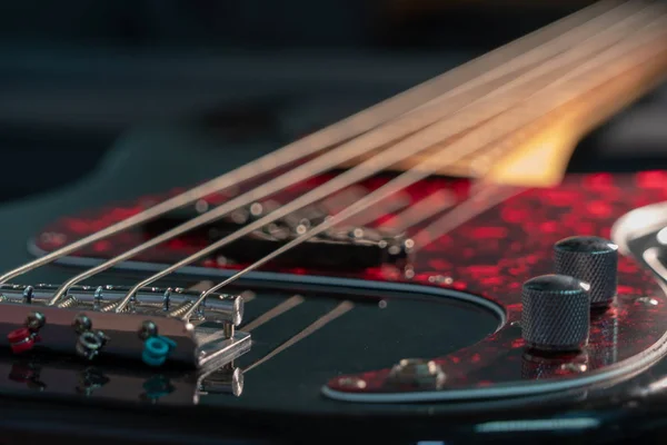 Close-up of a black electric bass — Stock Photo, Image