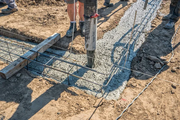 Op een bouwplaats, is een basis gelegd — Stockfoto