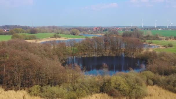 緑の湖の風景の上にドローン飛行 — ストック動画