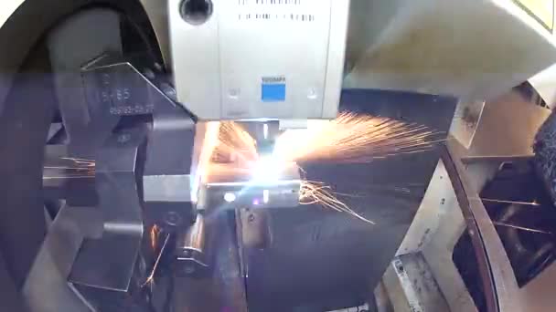 Tube Laser Processes Workpiece — Stock Video