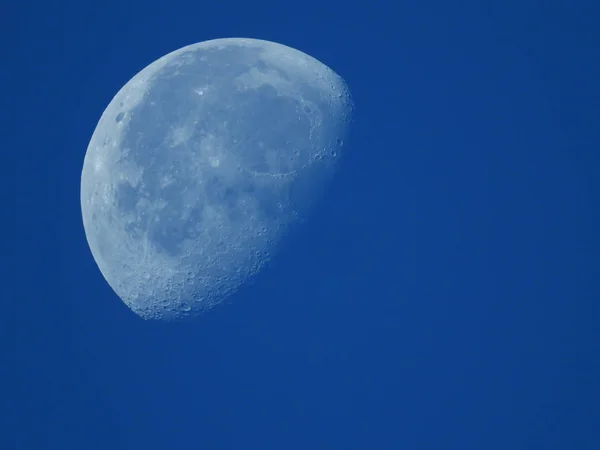 Sabah gökyüzünde azalan bir ayın çok yoğun bir yakın çekim — Stok fotoğraf